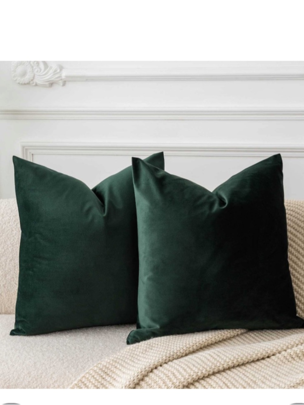 Large VELVET Euro Shams SQUARE 26x26” ARMY GREEN